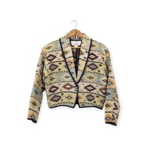 Vintage Crazy Cowgirl Aztec Navajo Cropped Tapestry Southwestern Jacket
